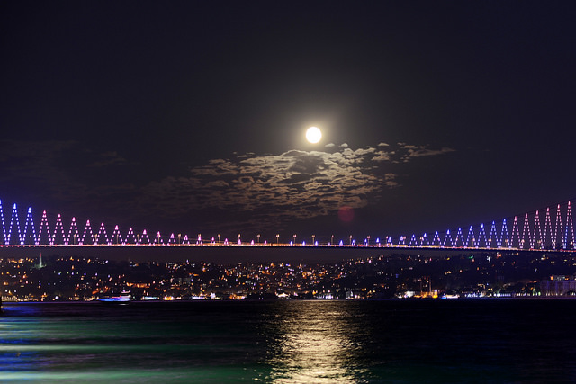 bosphorus bridge by night